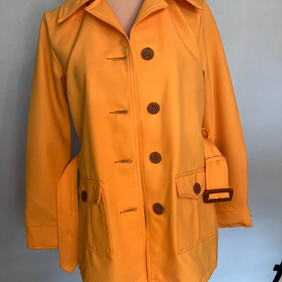 Vintage Sears Roebuck Belted Utility Coat - Golden/Mustard Yellow Size S/M - Picture 10 of 11